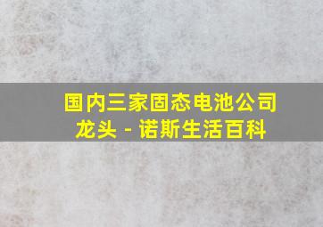 国内三家固态电池公司龙头 - 诺斯生活百科